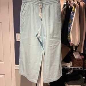 J.Crew Light Blue drawstring wide leg capri